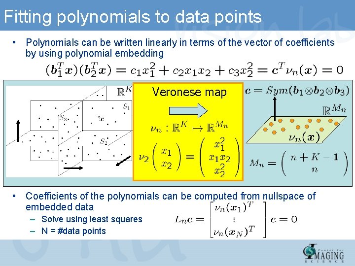 Fitting polynomials to data points • Polynomials can be written linearly in terms of Fitting polynomials to data points • Polynomials can be written linearly in terms of