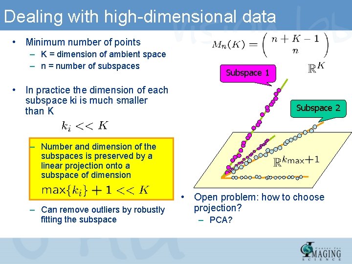 Dealing with high-dimensional data • Minimum number of points – K = dimension of Dealing with high-dimensional data • Minimum number of points – K = dimension of