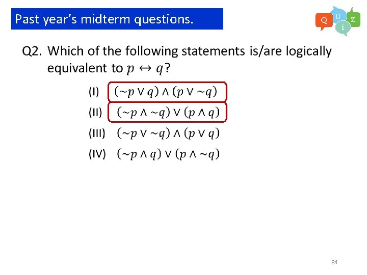 Past year’s midterm questions. 84 