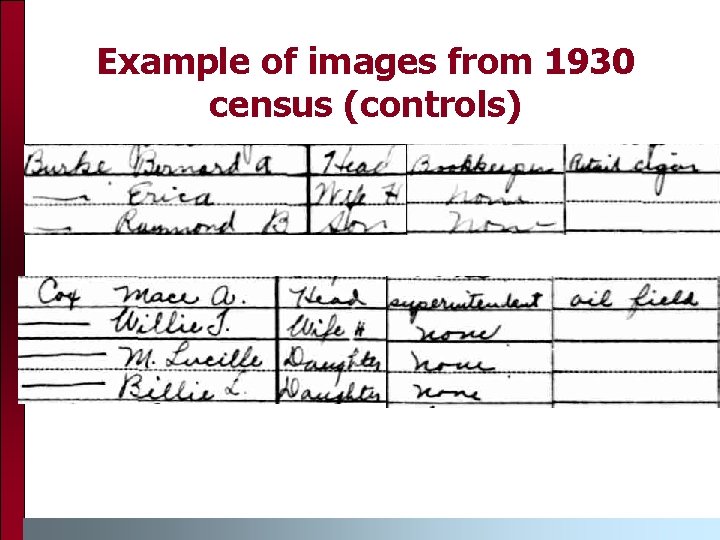 Example of images from 1930 census (controls) 
