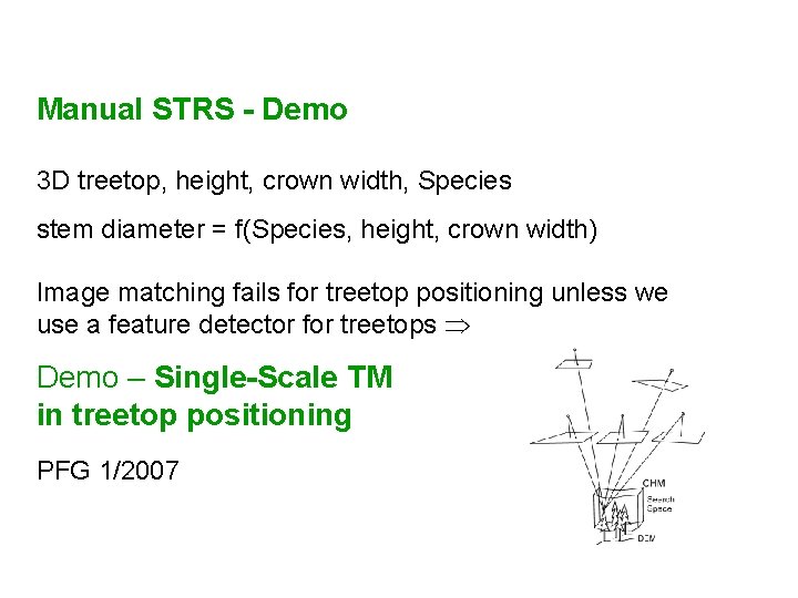 Manual STRS - Demo 3 D treetop, height, crown width, Species stem diameter =