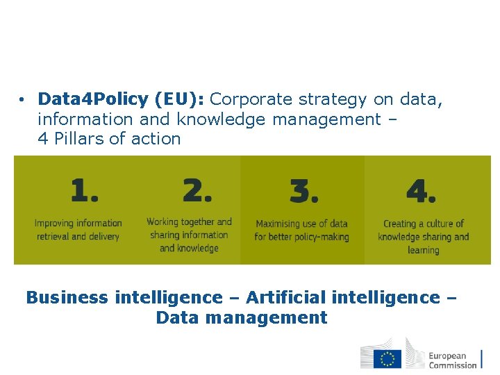  • Data 4 Policy (EU): Corporate strategy on data, information and knowledge management