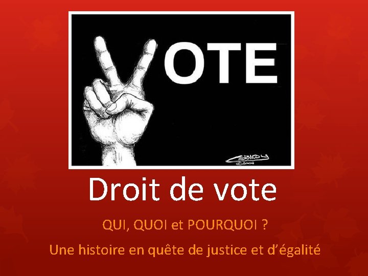 Droit de vote QUI, QUOI et POURQUOI ? Une histoire en quête de justice