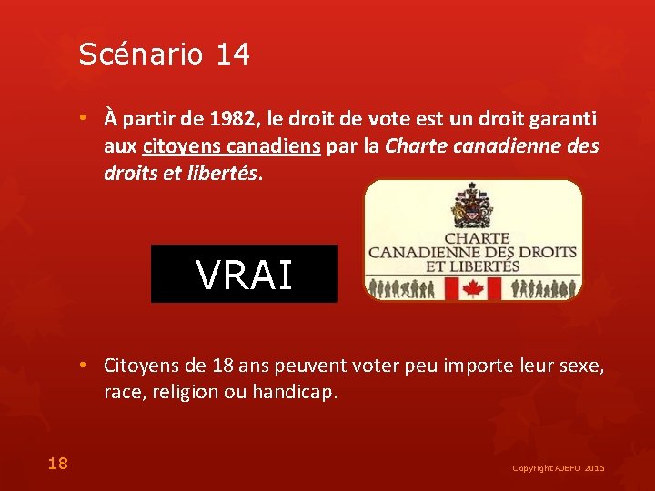 Scénario 14 • À partir de 1982, le droit de vote est un droit