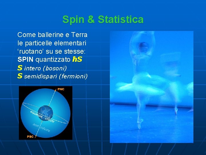 Spin & Statistica Come ballerine e Terra le particelle elementari ‘ruotano’ su se stesse: