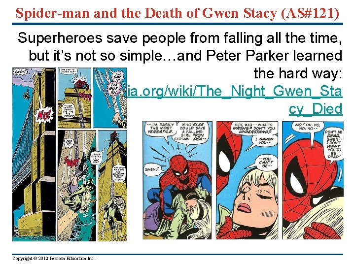 Spider-man and the Death of Gwen Stacy (AS#121) Superheroes save people from falling all