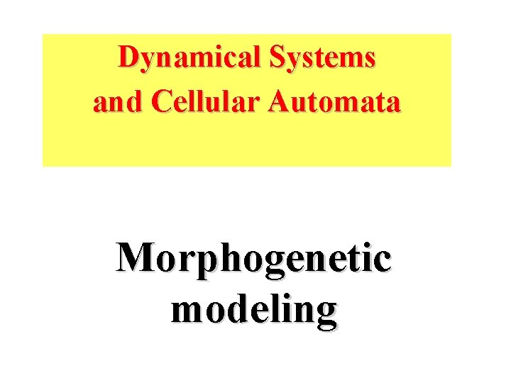 Dynamical Systems and Cellular Automata Morphogenetic modeling 