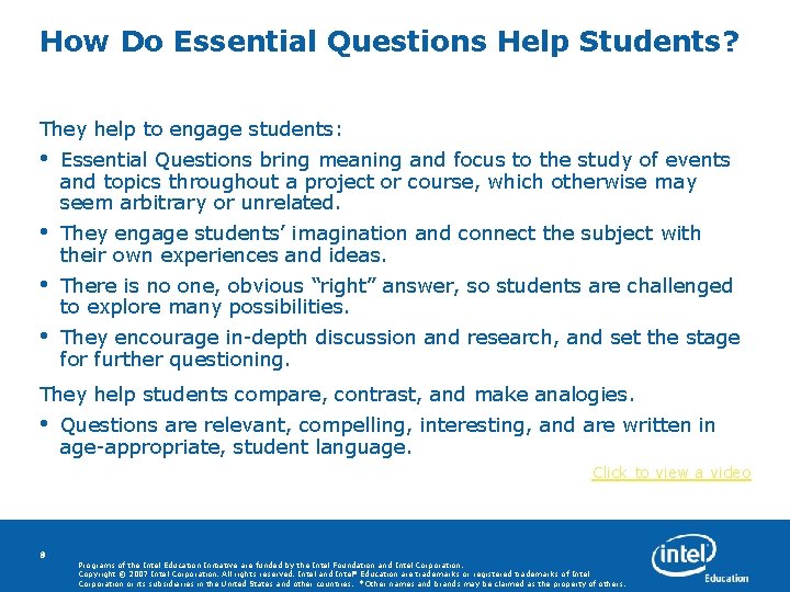 How Do Essential Questions Help Students? They help to engage students: • Essential Questions