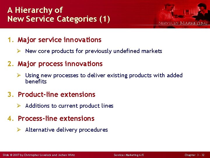 A Hierarchy of New Service Categories (1) 1. Major service innovations Ø New core