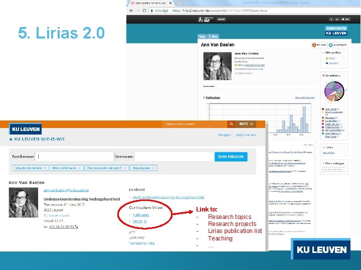 5. Lirias 2. 0 Link to: - Research topics - Research projects - Lirias