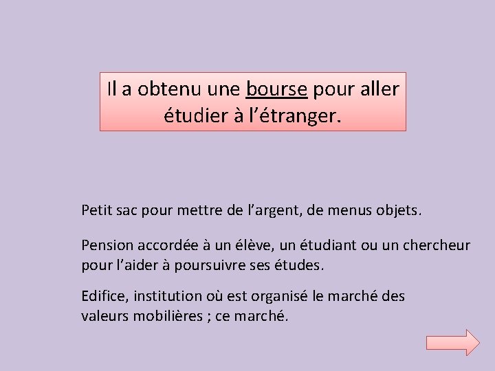 Il a obtenu une bourse pour aller étudier à l’étranger. Petit sac pour mettre