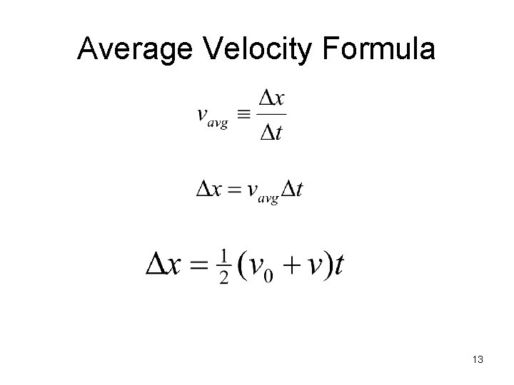 Average Velocity Formula 13 