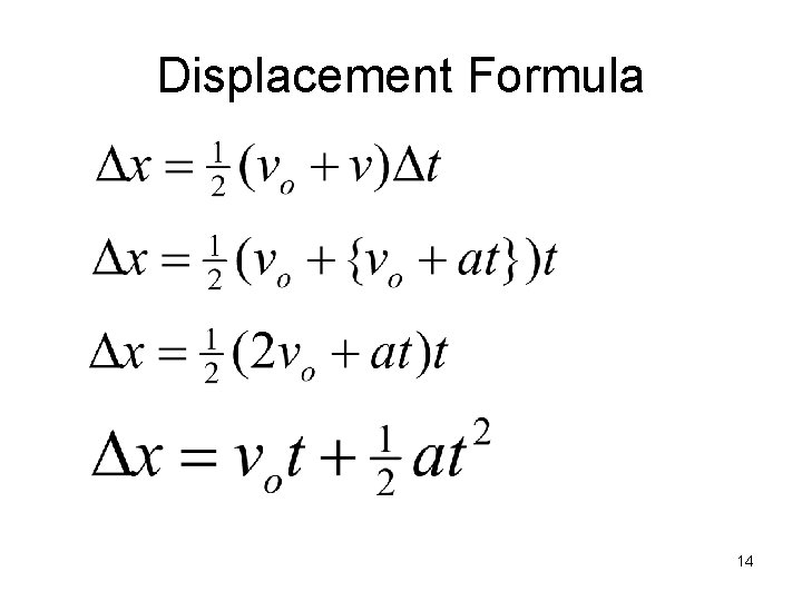 Displacement Formula 14 
