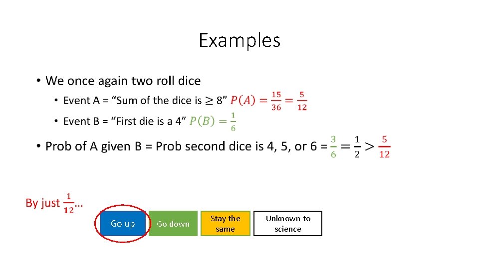 Examples • Go up Go down Stay the same Unknown to science 