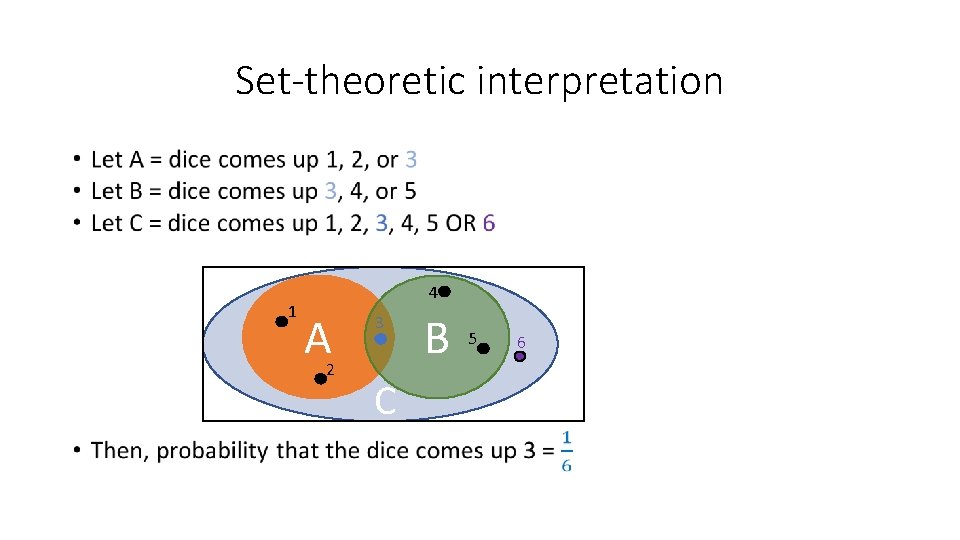 Set-theoretic interpretation • 1 4 A 2 3 C B 5 6 