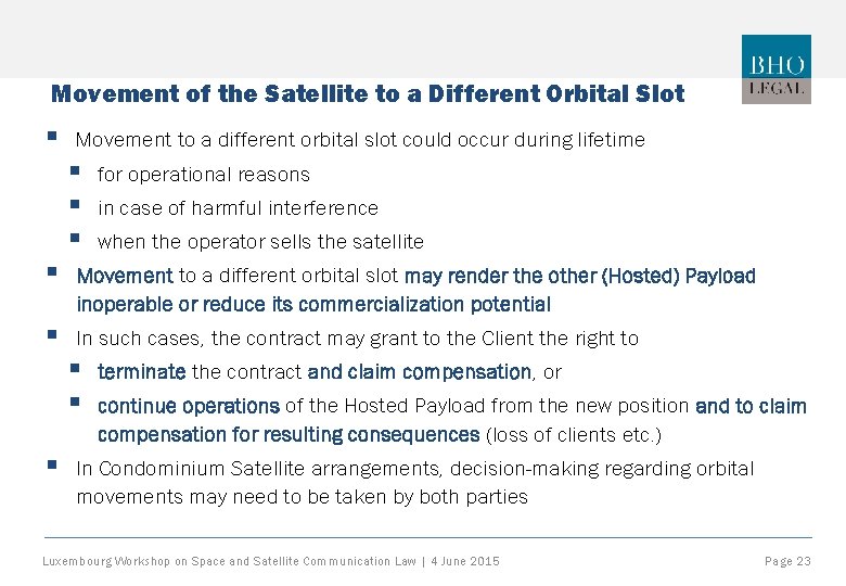 Movement of the Satellite to a Different Orbital Slot § Movement to a different