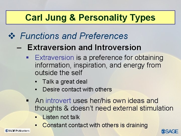 Carl Jung & Personality Types v Functions and Preferences – Extraversion and Introversion §