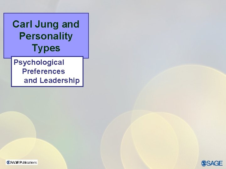 Carl Jung and Personality Types Psychological Preferences and Leadership 