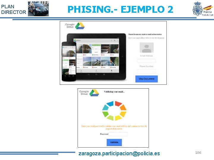 PLAN DIRECTOR PHISING. - EJEMPLO 2 zaragoza. participacion@policia. es 106 