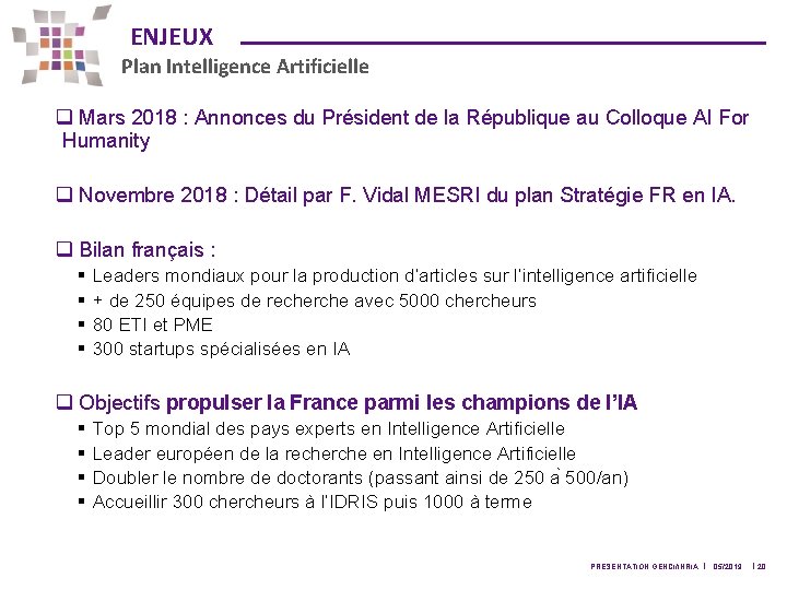 ENJEUX Plan Intelligence Artificielle q Mars 2018 : Annonces du Président de la République