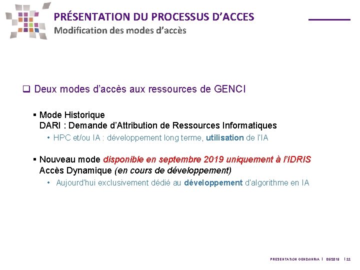 PRÉSENTATION DU PROCESSUS D’ACCES Modification des modes d’accès q Deux modes d’accès aux ressources