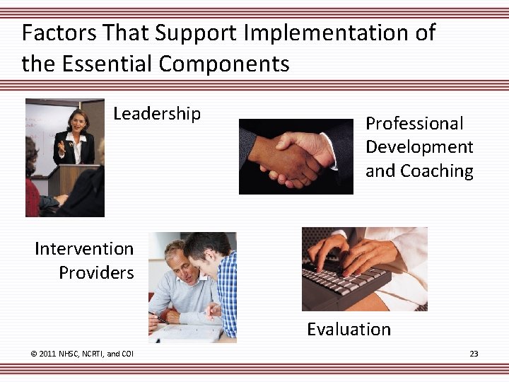 Factors That Support Implementation of the Essential Components Leadership Professional Development and Coaching Intervention