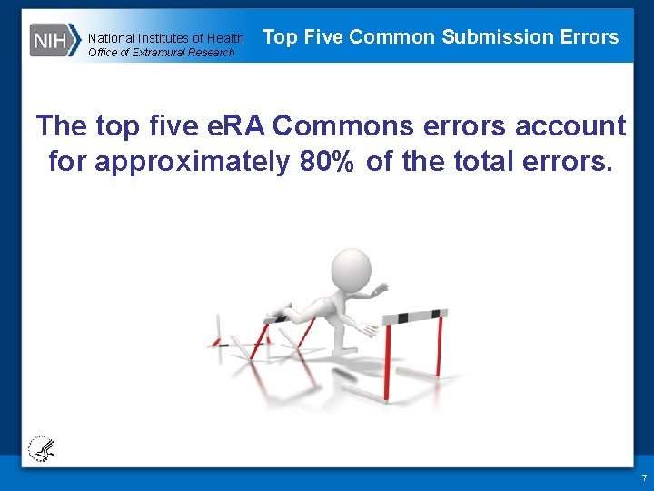 National Institutes of Health Office of Extramural Research Top Five Common Submission Errors The