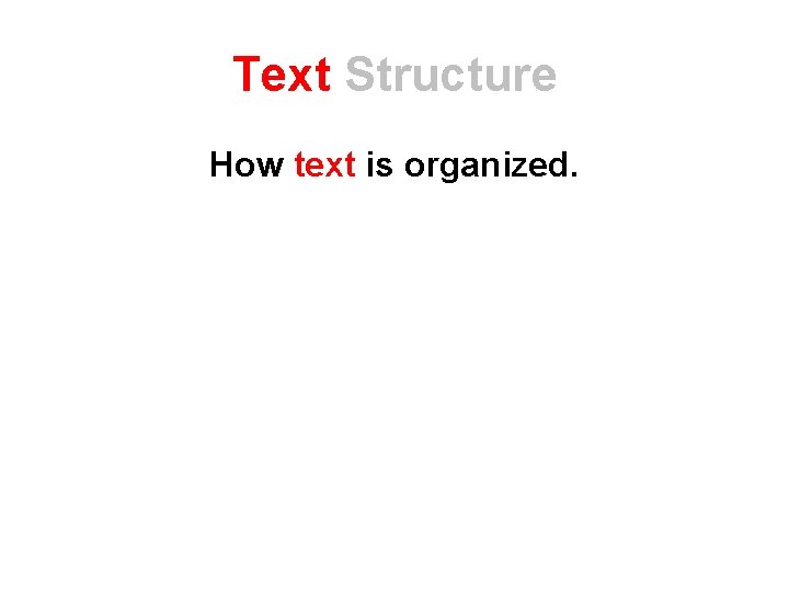 Text Structure How text is organized. 