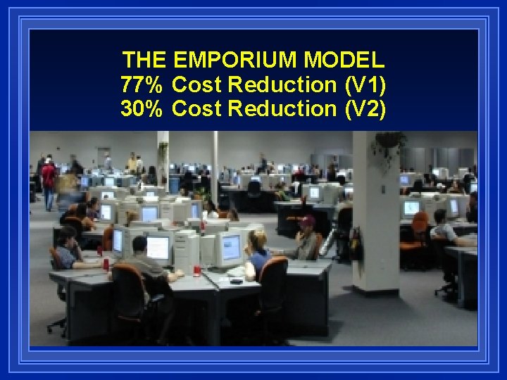 THE EMPORIUM MODEL 77% Cost Reduction (V 1) 30% Cost Reduction (V 2) 