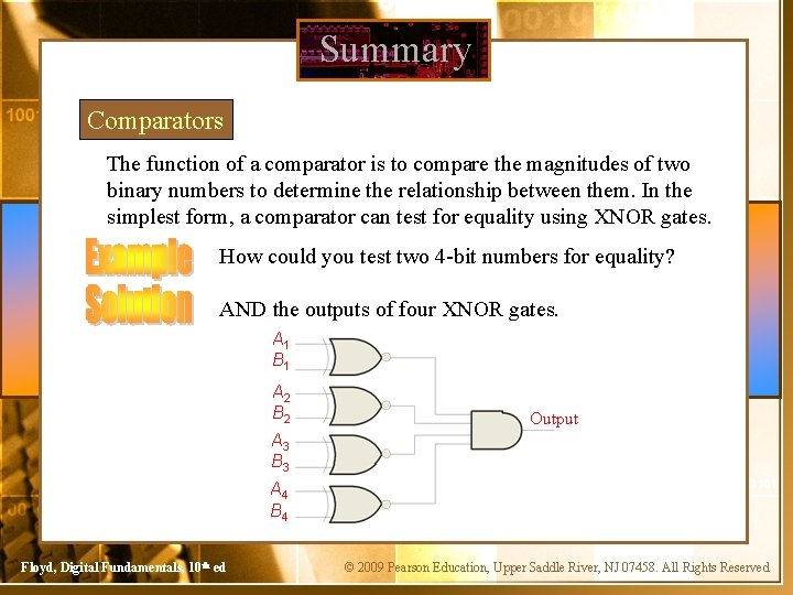 Summary Comparators The function of a comparator is to compare the magnitudes of two
