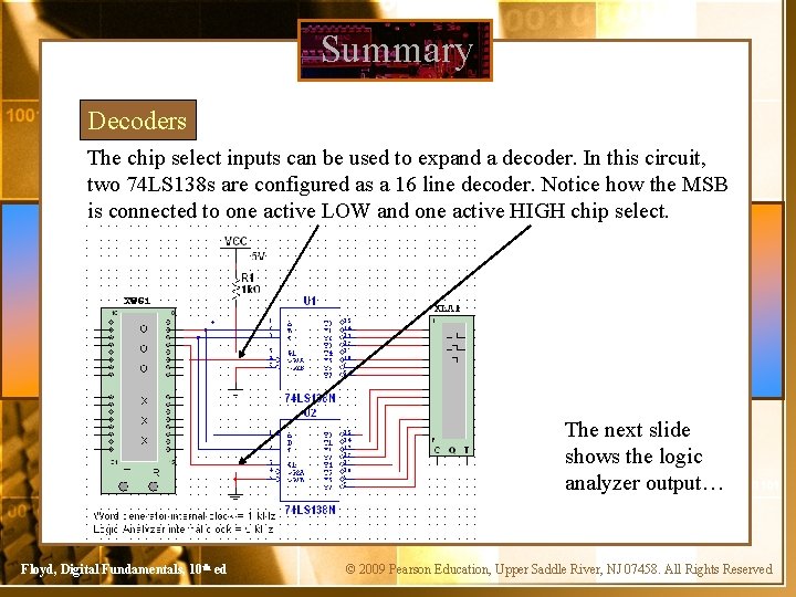 Summary Decoders The chip select inputs can be used to expand a decoder. In