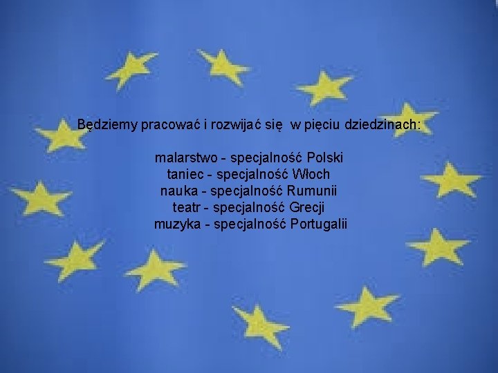 Będziemy pracować i rozwijać się w pięciu dziedzinach: malarstwo - specjalność Polski taniec -