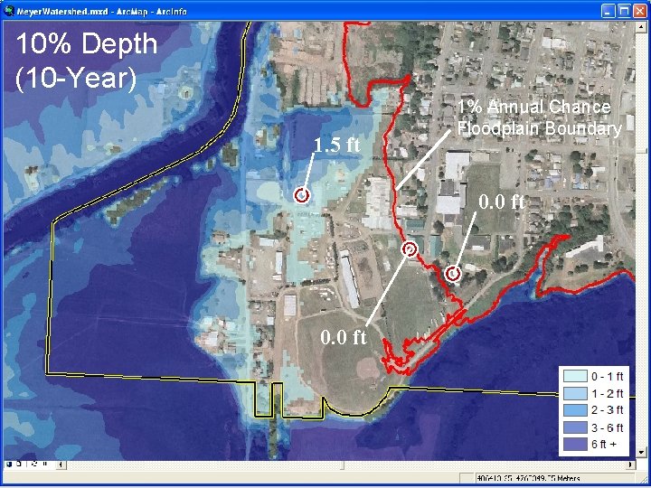 10% Depth (10 -Year) 1. 5 ft 1% Annual Chance Floodplain Boundary 0. 0
