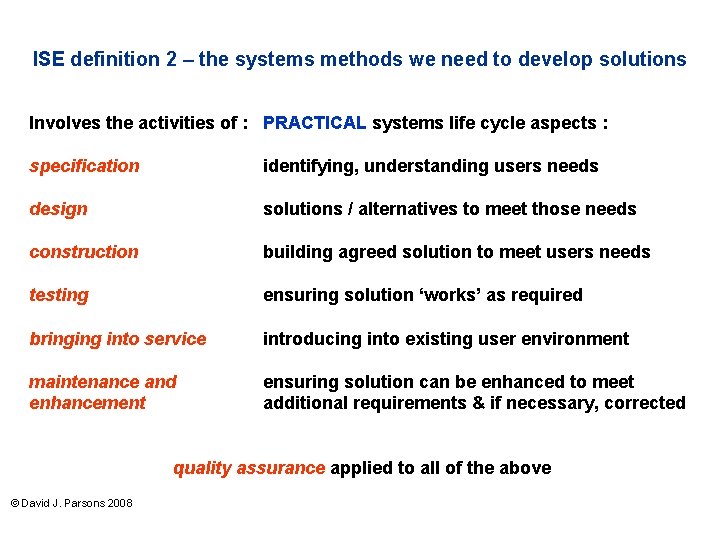 ISE definition 2 – the systems methods we need to develop solutions Involves the