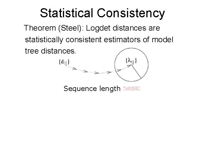 Statistical Consistency Theorem (Steel): Logdet distances are statistically consistent estimators of model tree distances.