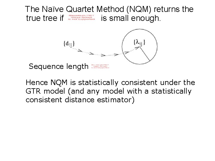 The Naïve Quartet Method (NQM) returns the true tree if is small enough. Sequence