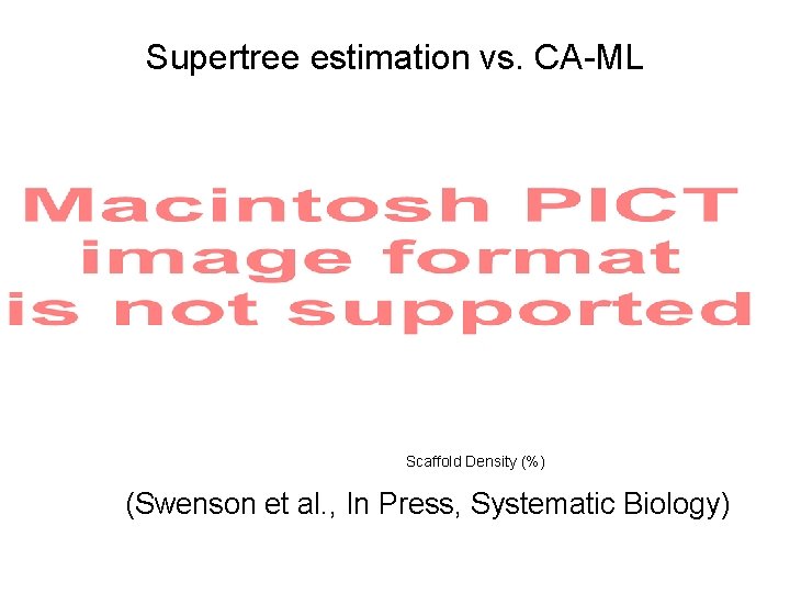 Supertree estimation vs. CA-ML Scaffold Density (%) (Swenson et al. , In Press, Systematic