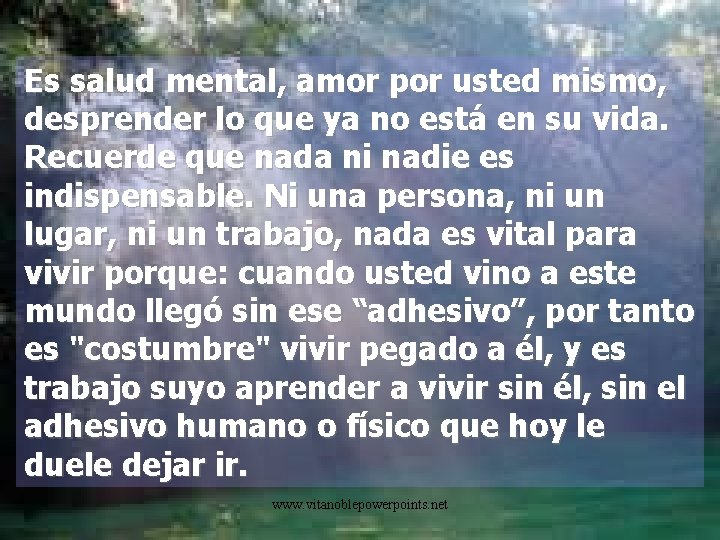 Es salud mental, amor por usted mismo, desprender lo que ya no está en Es salud mental, amor por usted mismo, desprender lo que ya no está en