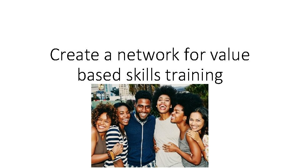Create a network for value based skills training Project proposal Youth Vision 5000 
