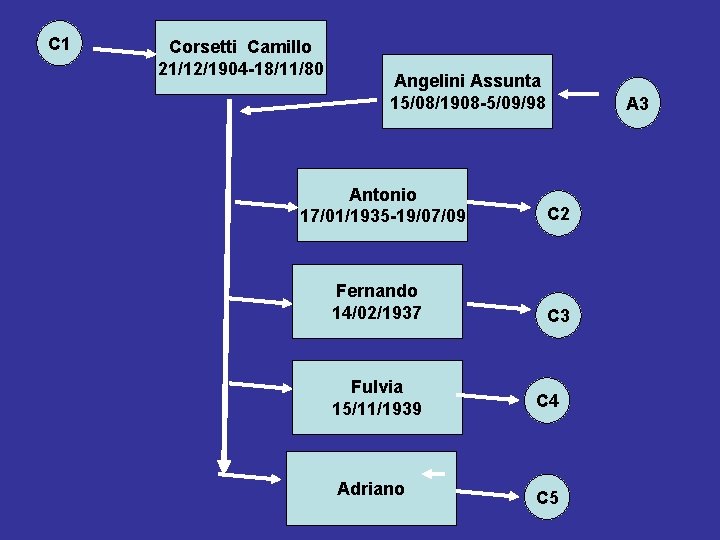 C 1 Corsetti Camillo 21/12/1904 -18/11/80 Angelini Assunta 15/08/1908 -5/09/98 Antonio 17/01/1935 -19/07/09 Fernando