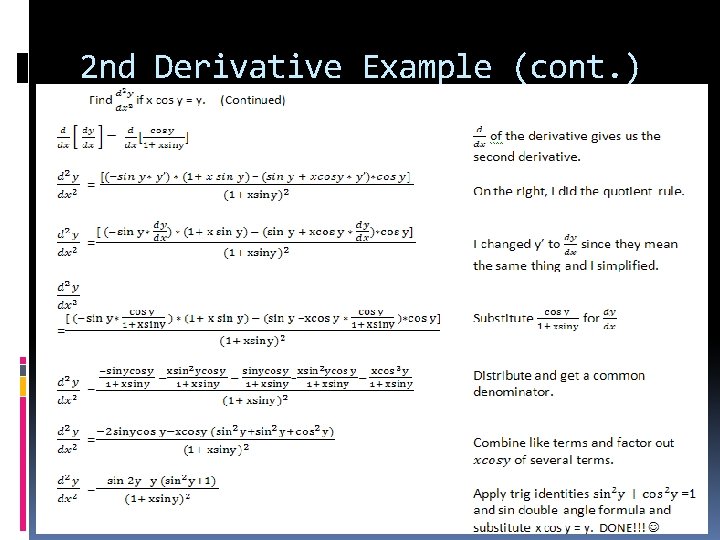 2 nd Derivative Example (cont. ) 