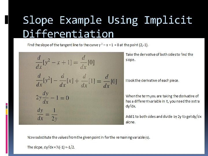 Slope Example Using Implicit Differentiation 