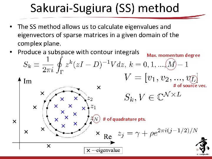 Sakurai-Sugiura (SS) method • The SS method allows us to calculate eigenvalues and eigenvectors Sakurai-Sugiura (SS) method • The SS method allows us to calculate eigenvalues and eigenvectors