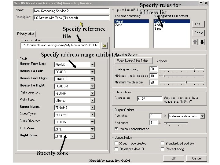 Fundamentals of GIS Specify reference file Specify address range attributes Specify zone Materials by Fundamentals of GIS Specify reference file Specify address range attributes Specify zone Materials by