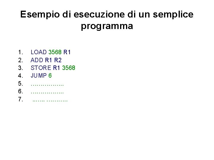 Esempio di esecuzione di un semplice programma 1. 2. 3. 4. 5. 6. 7.