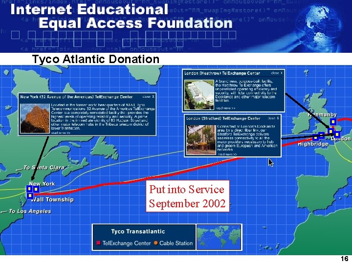 Tyco Atlantic Donation Put into Service September 2002 16 