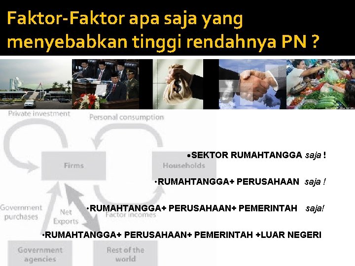 Faktor-Faktor apa saja yang menyebabkan tinggi rendahnya PN ? SEKTOR RUMAHTANGGA saja ! •