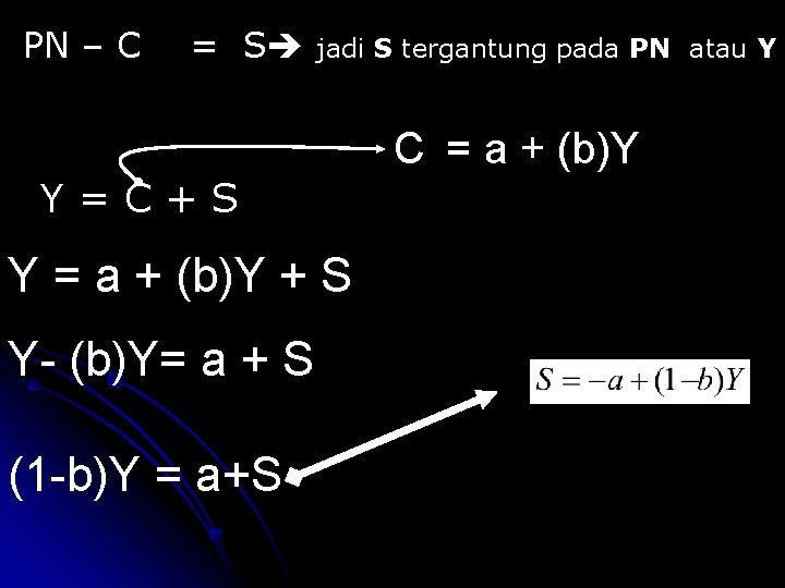 PN – C = S jadi S tergantung pada PN atau Y C =