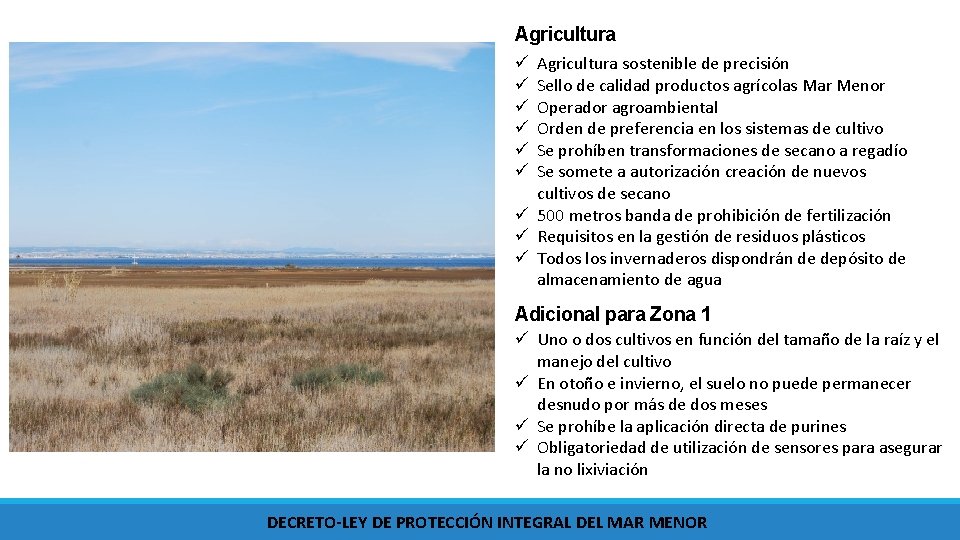Agricultura sostenible de precisión Sello de calidad productos agrícolas Mar Menor Operador agroambiental Orden