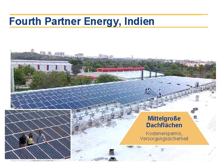 Fourth Partner Energy, Indien Mittelgroße Dachflächen Kostenersparnis, Versorgungssicherheit 